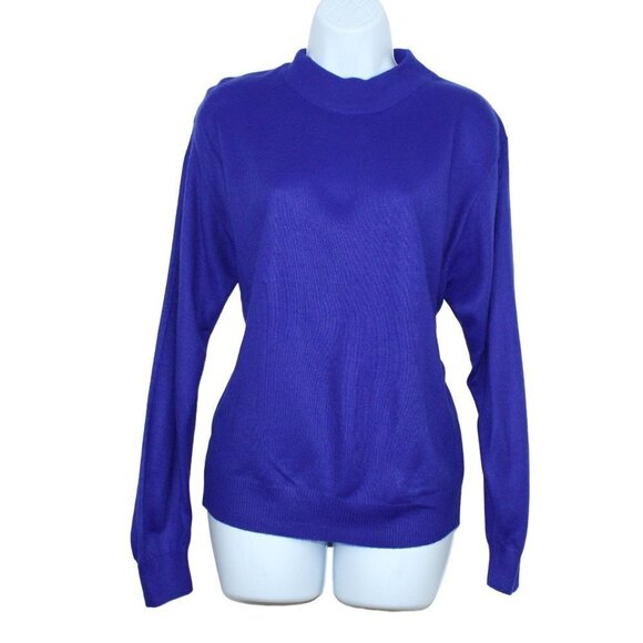 Claus Royal Blue Sweater Long sleeve Mock turtleneck  size S - Picture 1 of 8